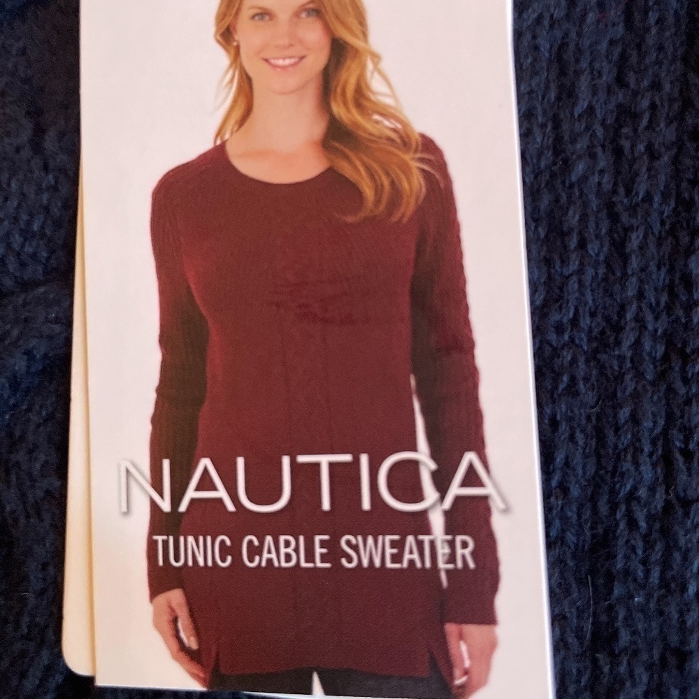 🌿SALE🌿NAUTICA Blue Tunic Cable Sweater size Small